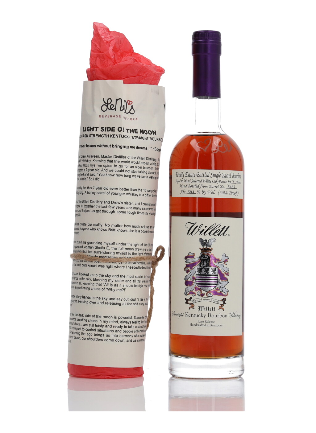 View full screen - View 1 of Lot 1318. Willett Family Estate Single Barrel Bourbon #5457 "Light Side of the Moon" 7 Year Old 118.2 Proof NV (1 Bottle 75cl).