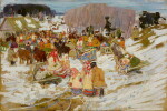 Snowy Day in a Russian Village