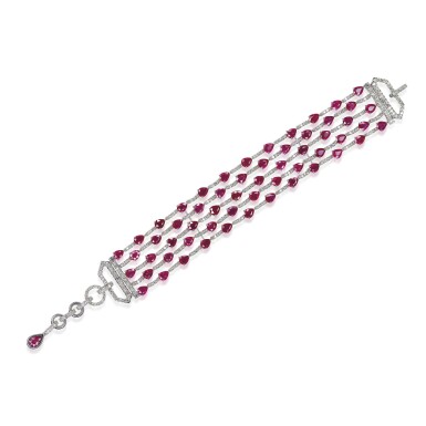 View full screen - View 1 of Lot 3. RUBY AND DIAMOND BRACELET, MICHELE DELLA VALLE.