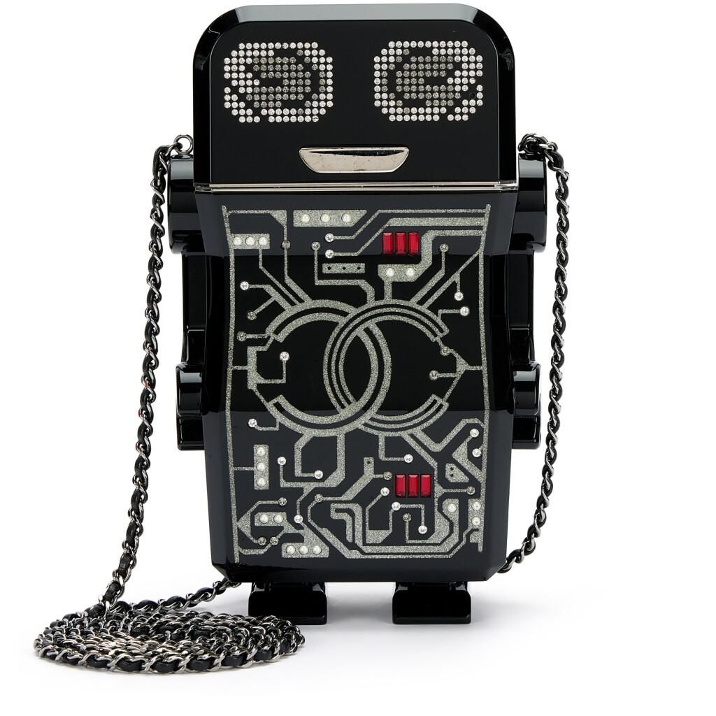 View full screen - View 1 of Lot 5664. Limited Edition Black Lucite, Crystal and Imitation Pearl Robot Silver Hardware, 2017-18.