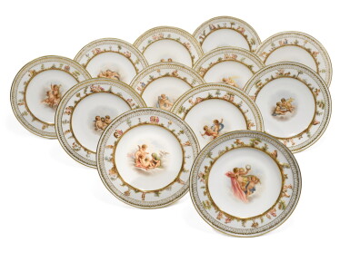 View full screen - View 1 of Lot 96. A Set of Twelve Meissen Molded Cabinet Plates, 19th Century.