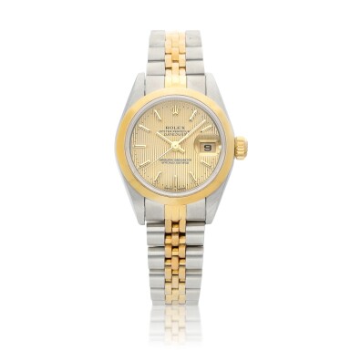 View full screen - View 1 of Lot 8148. DateJust, Reference 79163 | A yellow gold and stainless steel wristwatch with date and bracelet, Circa 2000 | 勞力士 | DateJust 型號79163 | 黃金及精鋼鏈帶腕錶,備日期顯示,約2000年製.