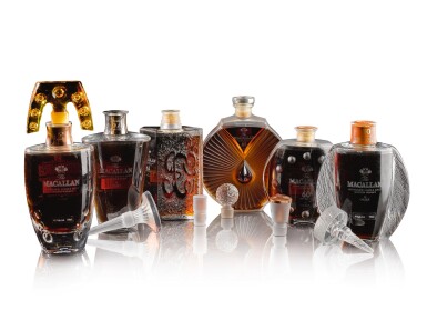 View full screen - View 1 of Lot 4. The Macallan in Lalique Six Pillars Collection NV (3 BT75, 3 BT70) .