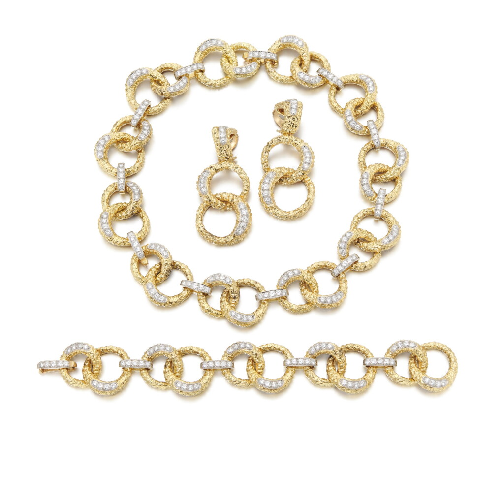 View full screen - View 1 of Lot 300. Gold and diamond parure | M. Gerard | 黃金鑲鑽石首飾套裝.