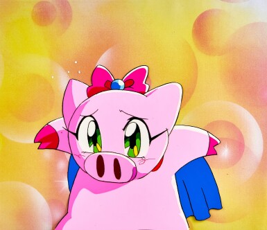 View full screen - View 1 of Lot 102. Karin Kokubu, Transformed Animation Cel with Douga and Printed Background | 國分果林,變身後賽璐璐,附線稿及印刷背景.