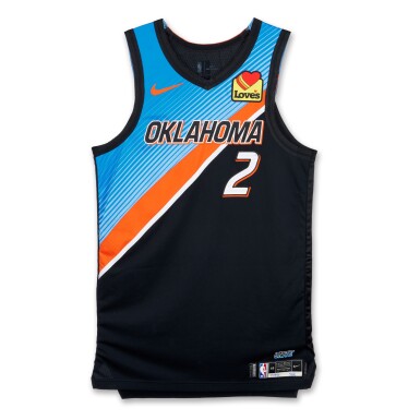 View full screen - View 1 of Lot 159. Shai Gilgeous-Alexander Oklahoma City Thunder 2020-2021 Game Worn City Edition Jersey | Media Day .