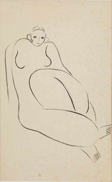 View full screen - View 1 of Lot 747. Sanyu 常玉 | Femme nue assise à la boucle d’oreille 戴著耳環的坐姿裸女.