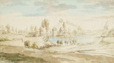 View full screen - View 1 of Lot 17. Landscape with a moated castle.