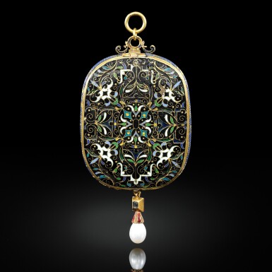 View full screen - View 1 of Lot 27. A gold and polychrome enamel pendant case or ‘Tablet’, probably English, circa 1600 .