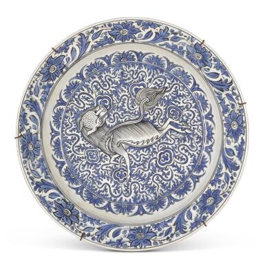 View full screen - View 1 of Lot 257. A Safavid-style pottery plate, France, 19th century.