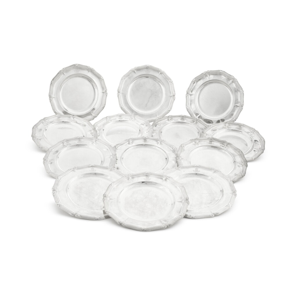 View full screen - View 1 of Lot 4. Philippe, Count of Flandres: Thirteen French silver plates, Odiot, Paris, circa 1850.