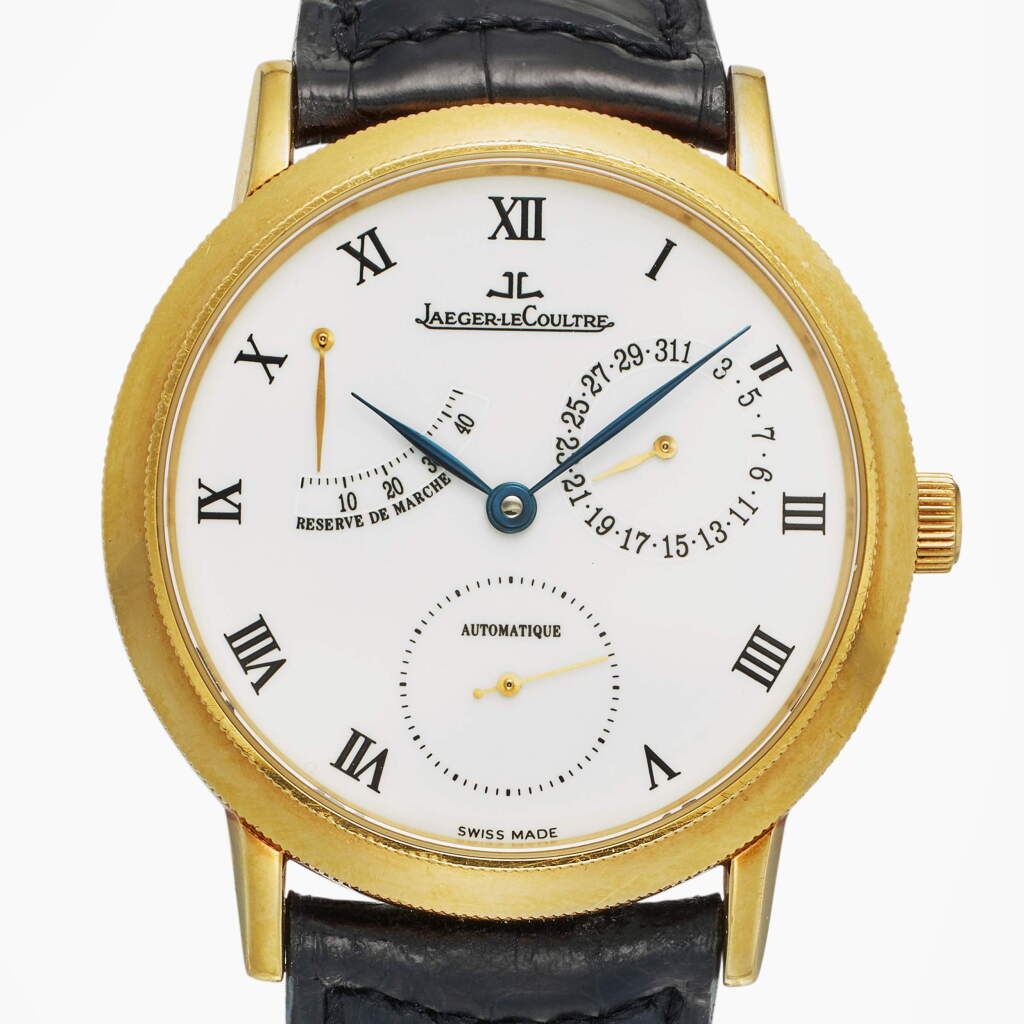 View full screen - View 1 of Lot 465. Reference 155.1.93 Gentilhomme | A yellow gold automatic wristwatch with date and power reserve indication, Circa 1995.