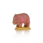 A miniature gold-mounted glass desk seal in the form of an elephant, early 20th century