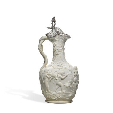 View full screen - View 1 of Lot 73. A Victorian silver-mounted Parian ware claret jug, Hunt & Roskell, London, 1883.