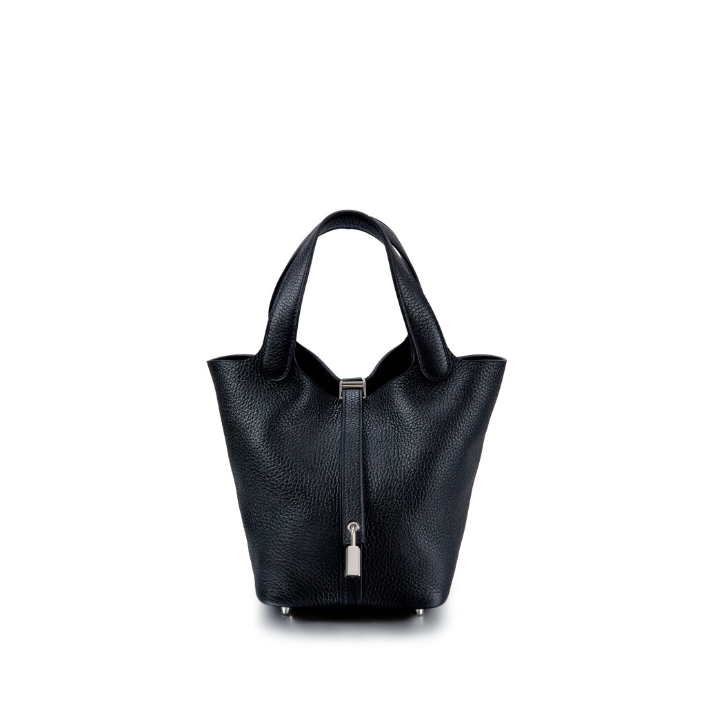 View full screen - View 1 of Lot 1087. Noir Clemence Picotin Lock 18 Palladium Hardware, 2022 .