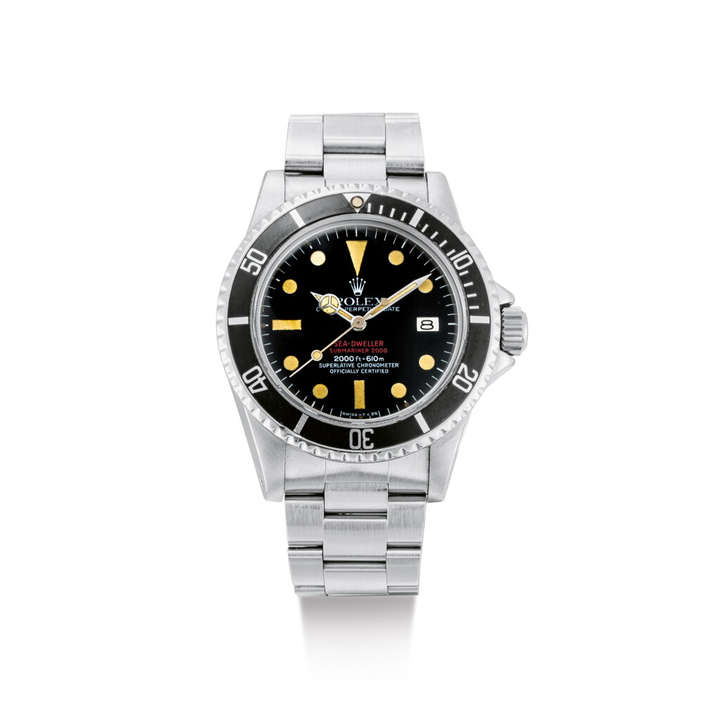 View full screen - View 1 of Lot 2111. ROLEX | SEA-DWELLER 'DOUBLE RED', REFERENCE 1665, A STAINLESS STEEL WRISTWATCH WITH DATE AND BRACELET, CIRCA 1976 | 勞力士 | "Sea-Dweller ""Double Red"" 型號1665 精鋼鏈帶腕錶,備日期顯示,錶殼編號4190751,約1976年製".