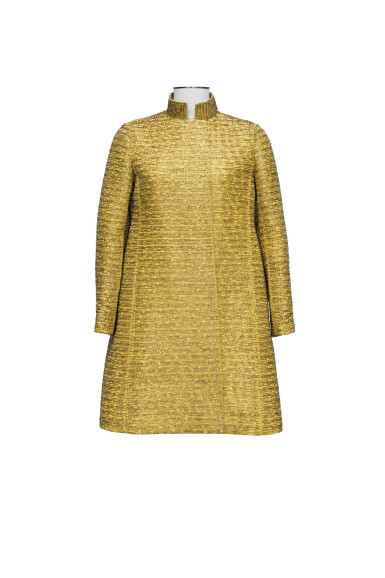 View full screen - View 1 of Lot 19. Roberto Capucci, Haute Couture, circa 1968, Coat with embroidered rays of silver pearls | Manteau à petit col montant brodé de rayures de perles.