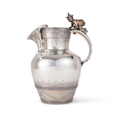 View full screen - View 1 of Lot 1051. An American Parcel-Gilt Silver Chinoiserie Pitcher, Gorham Mfg. Co., Providence, RI, 1872.