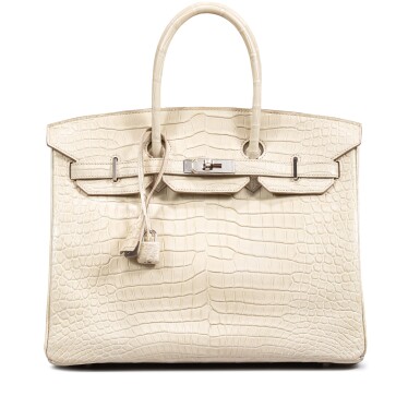 View full screen - View 1 of Lot 1. Béton Matte Porosus Crocodile Birkin 35 Palladium Hardware, 2016.