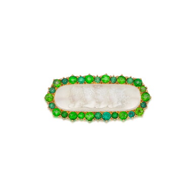 View full screen - View 1 of Lot 287. Moonstone, Demantoid Garnet and Glass Pendant-Brooch.