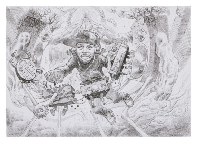 Voir en plein écran - Voir 1 du lot 126. "J Dilla - Dilla Flows Again" original illustration by Dan Lish, 2016.