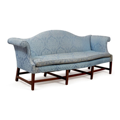 View full screen - View 1 of Lot 1621. THE WILLIAM ELLERY CHIPPENDALE CARVED MAHOGANY CAMEL-BACK SOFA, NEWPORT, RHODE ISLAND, CIRCA 1785.