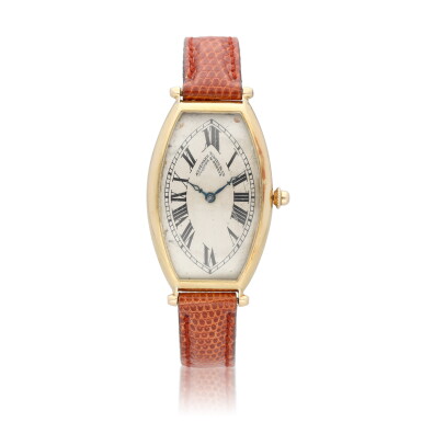 View full screen - View 1 of Lot 82. Tonneau-shaped "Audemars Piguet & Co" wristwatch A rare 18k yellow gold manual winding wristwatch, circa 1920.