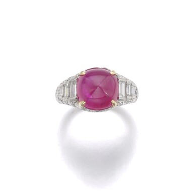 View full screen - View 1 of Lot 416. BULGARI | RUBY AND DIAMOND RING.