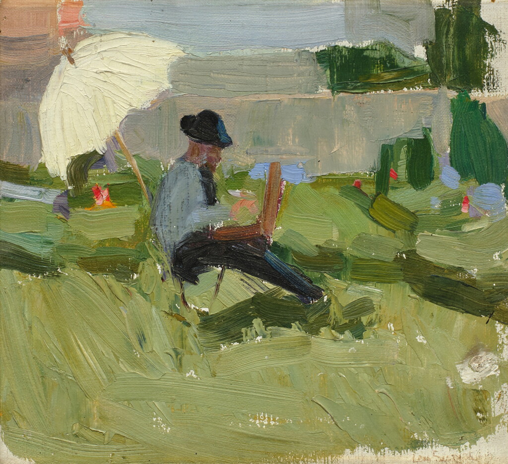 View full screen - View 1 of Lot 2200. Painting Out of Doors.