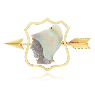View full screen - View 1 of Lot 16. Opal cameo brooch.