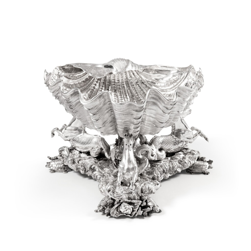 View full screen - View 1 of Lot 884. A George IV silver centrepiece, John Bridge for Rundell, Bridge & Rundell, London, 1823, probably designed under the superintendence of John Flaxman.