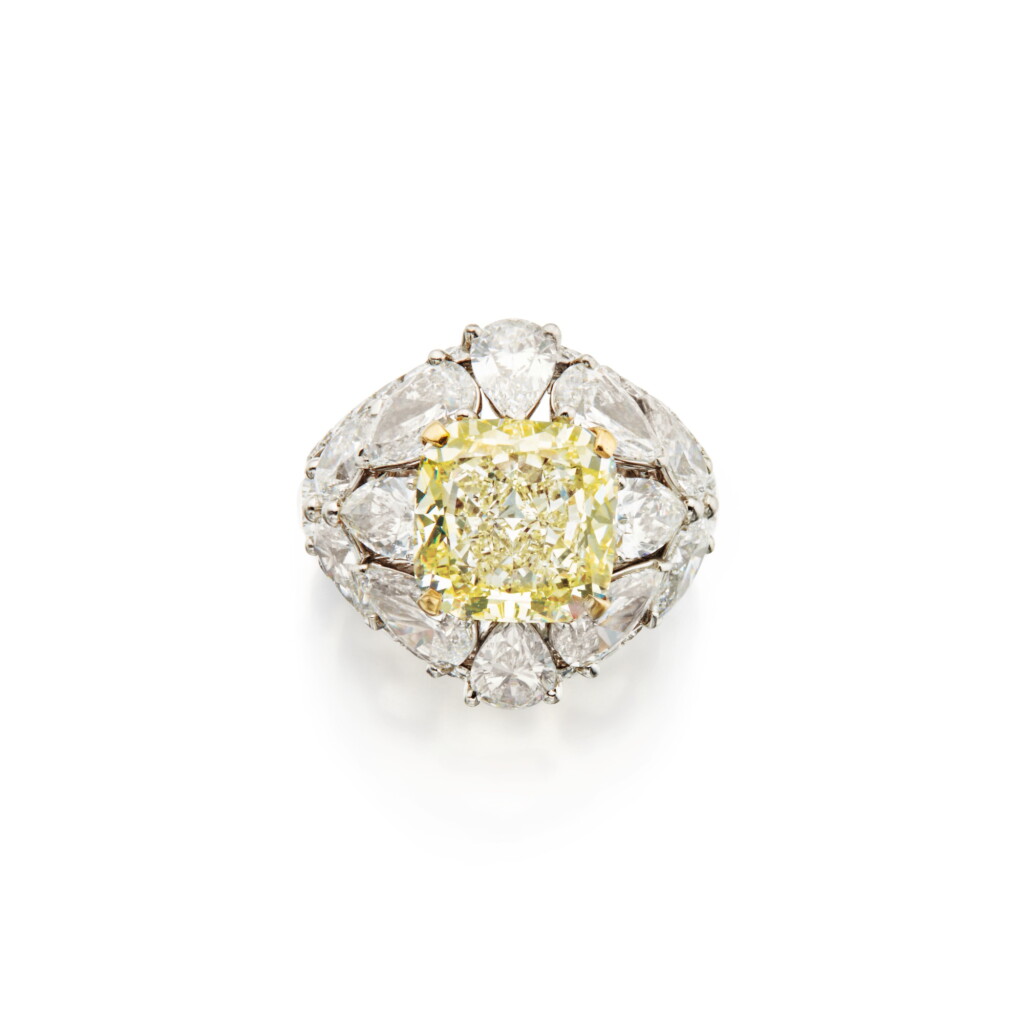 View full screen - View 1 of Lot 231. Graff | Fancy Yellow Diamond and Diamond Ring.