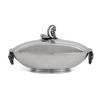 View full screen - View 1 of Lot 398. A Danish Silver Grapevine Pattern Vegetable Dish and Cover, No. 408B, Georg Jensen Silversmithy, Copenhagen, 1945-77.
