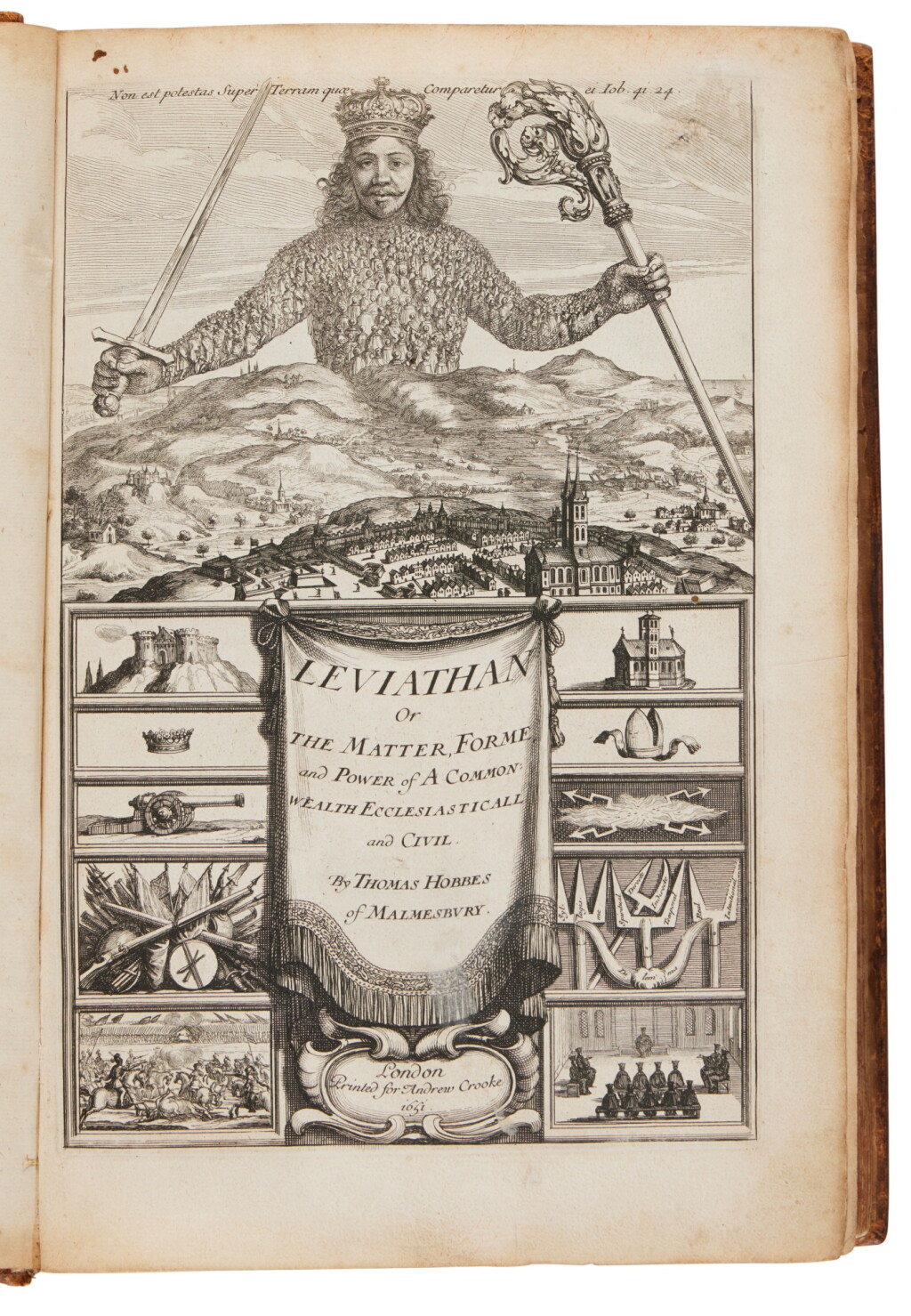 View full screen - View 1 of Lot 25. Hobbes, Thomas | First edition, first issue of Hobbes's magisterial treatise of political theory.