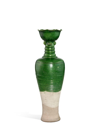 View full screen - View 1 of Lot 3720. A green-glazed phoenix-head vessel, Liao dynasty | 遼 綠彩鳳首瓶.