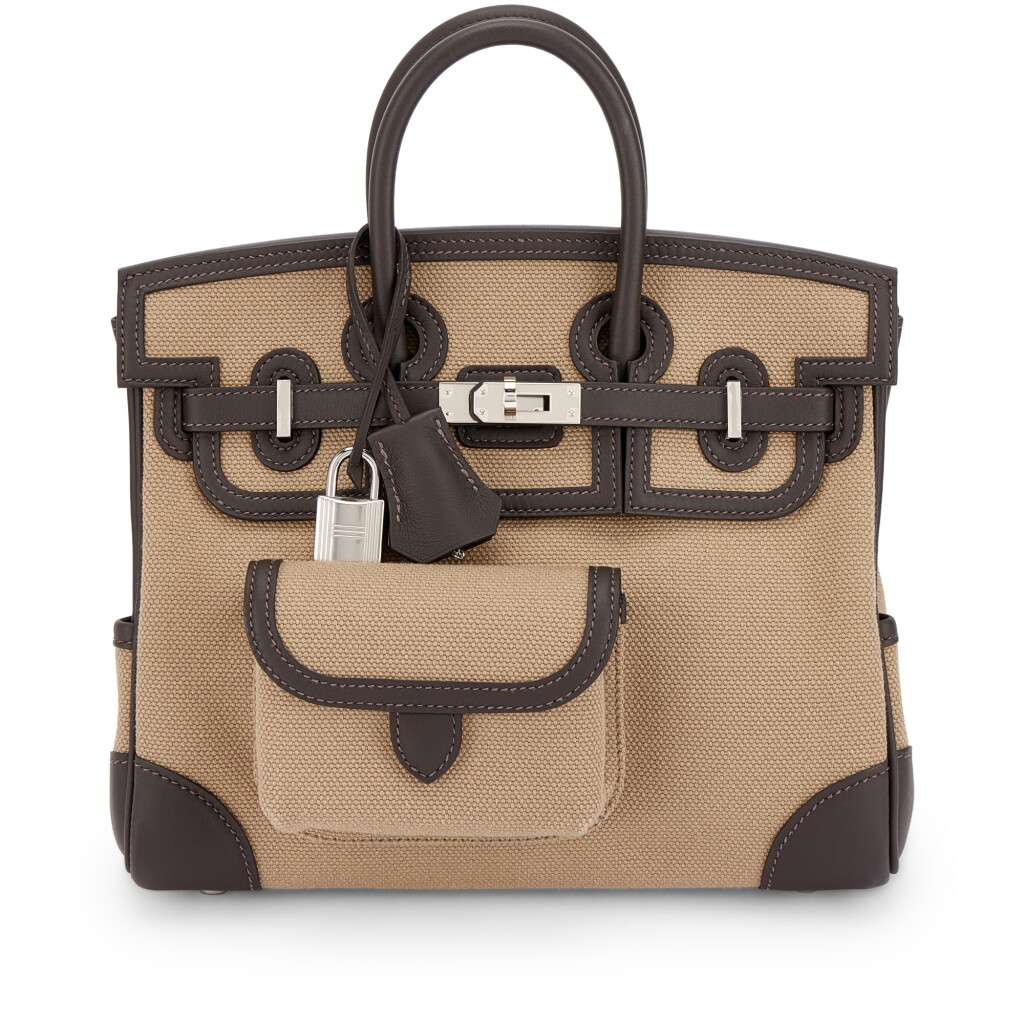 View full screen - View 1 of Lot 549. Limited Edition Bai Brun Swift and Mousse Toile Goeland Cargo Birkin 25 Palladium Hardware, 2025.