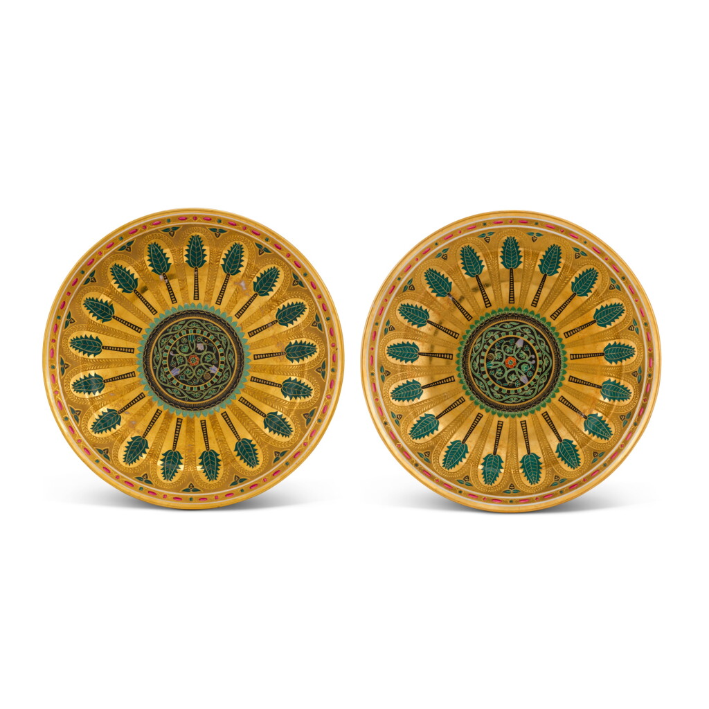 View full screen - View 1 of Lot 312. Two porcelain platters from the Kremlin service, Imperial Porcelain Factory, St Petersburg, period of Nicholas I (1825-1855).