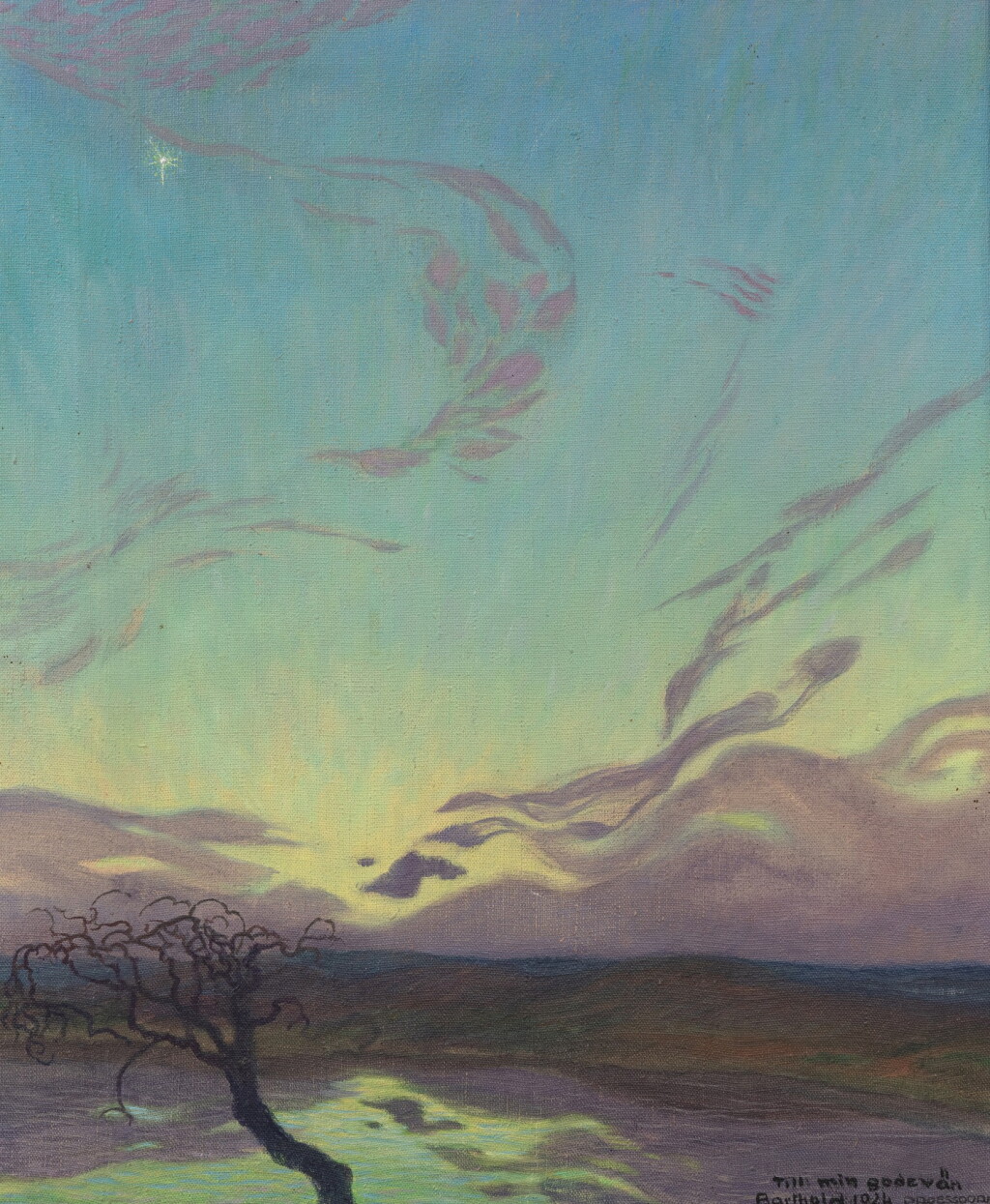 View full screen - View 1 of Lot 152. Landscape at dusk | Paysage crépusculaire.
