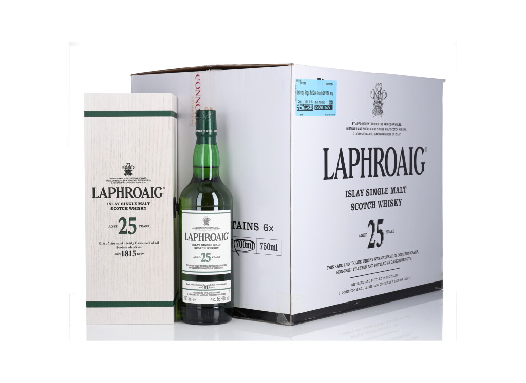 View full screen - View 1 of Lot 57. Laphroaig 25 Year Old Cask Strength 53.4 abv NV (6 Bottles 70cl).