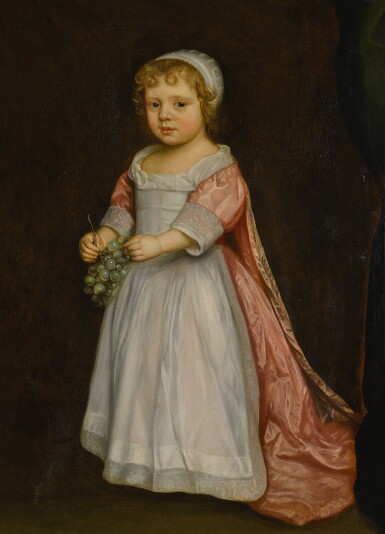 View full screen - View 1 of Lot 32. Portrait of a young girl holding grapes.