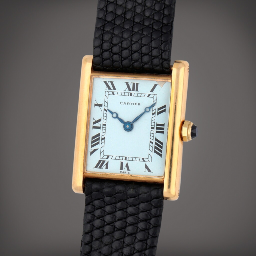 View full screen - View 1 of Lot 438. Tank Louis Cartier, Reference 96019 | A yellow gold wristwatch | Circa 1975.