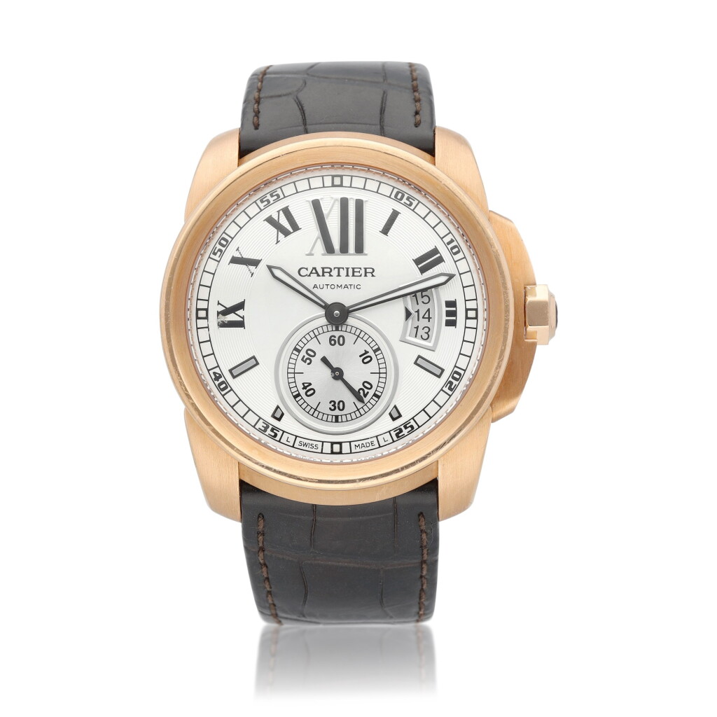 View full screen - View 1 of Lot 14. Calibre de Cartier Reference 3300, a pink gold automatic wristwatch with date, Circa 2010.