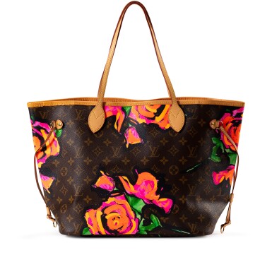 View full screen - View 1 of Lot 515. Stephen Sprouse Multicolore Monogram Roses Coated Canvas Neverfull.