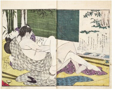 View full screen - View 1 of Lot 8. Kitagawa Utamaro (1754-1806) | A complete set of Flowers in Violent Bloom (Hana fubuki) | Edo period, 19th century.