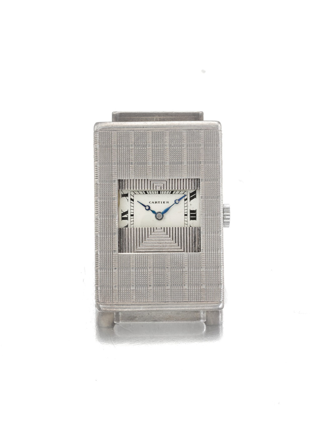View full screen - View 1 of Lot 78. CARTIER | A SILVER TRAVEL WATCH CIRCA 1930.