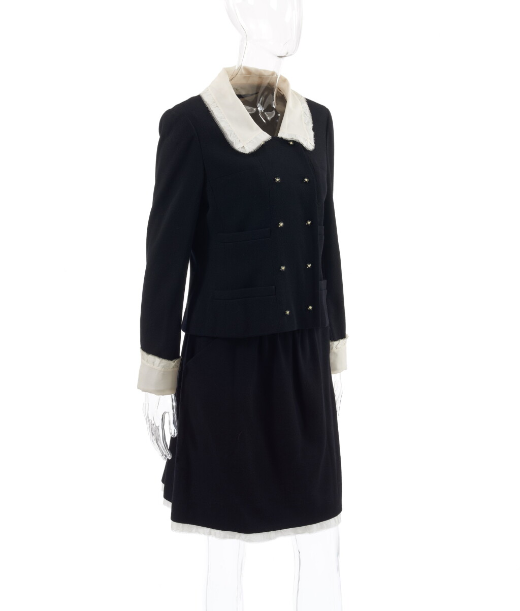 View full screen - View 1 of Lot 28. CHANEL | WOOL AND SILK ENSEMBLE .