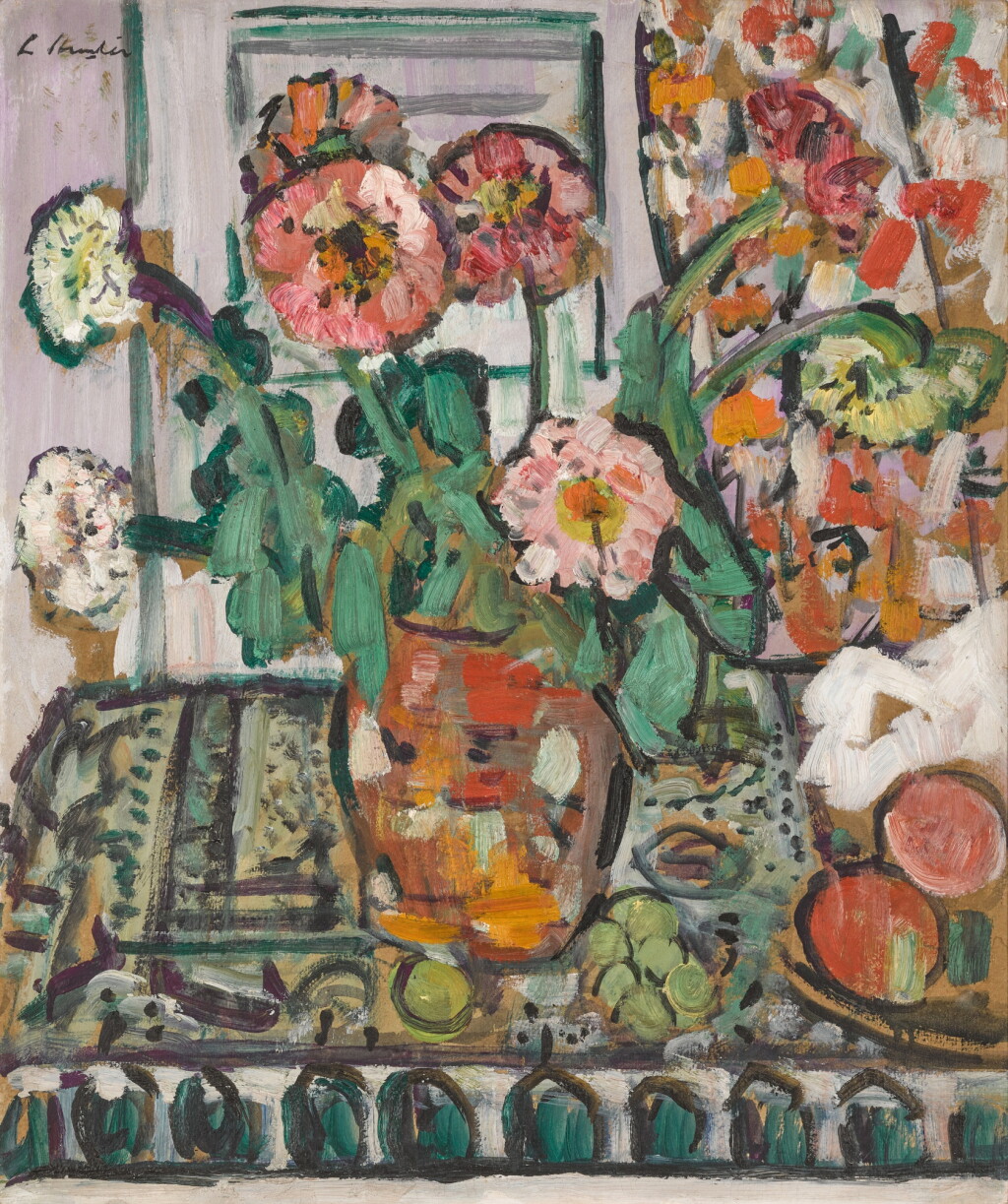 View full screen - View 1 of Lot 26. Still Life with Dahlias and Fruit.