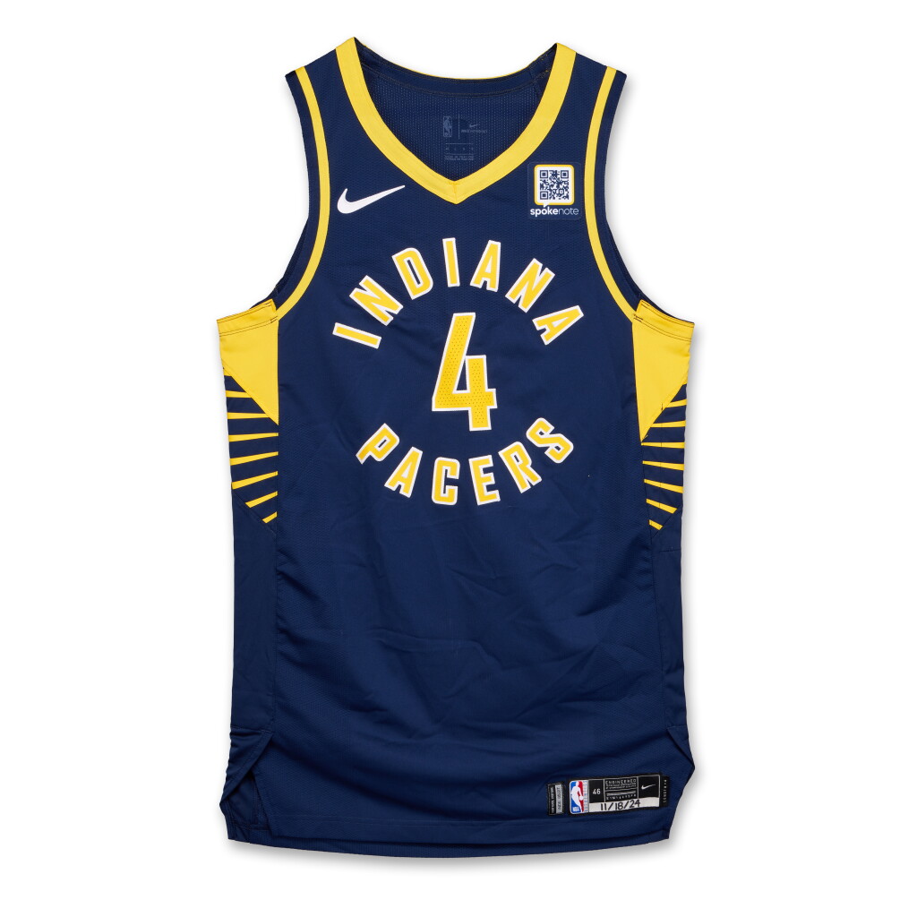 View full screen - View 1 of Lot 72. Tristen Newton Indiana Pacers 2024-2025 Game Issued Icon Edition Jersey .