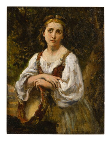 View full screen - View 1 of Lot 164. ATTRIBUTED TO NARCISSE VIRGILE DIAZ DE LA PEÑA | BOHÉMIENNE AU TAMBOUR.