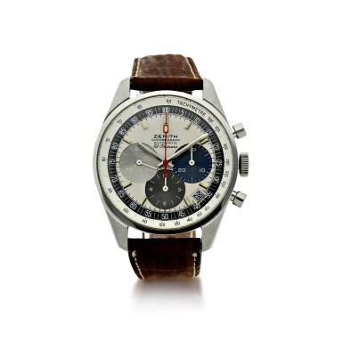 View full screen - View 1 of Lot 16. REFERENCE A386 EL PRIMERO A STAINLESS STEEL AUTOMATIC CHRONOGRAPH WRISTWATCH WITH DATE, CIRCA 1975.